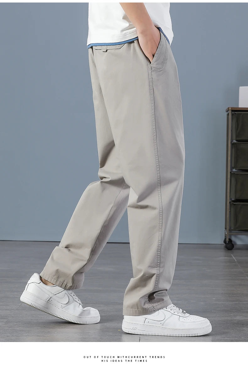 Pantalon cargo ample en coton pour homme | Taille élastique