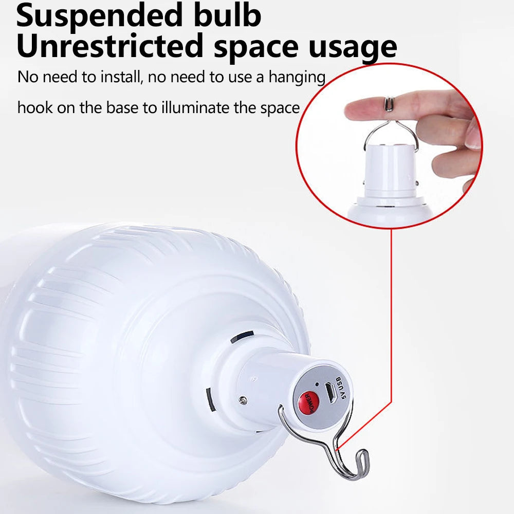 Portable Outdoor BBQ Camping Lights USB Rechargeable Lamp LED Emergency Bulb Hook High Power Tents Lantern Night Lights Bulb