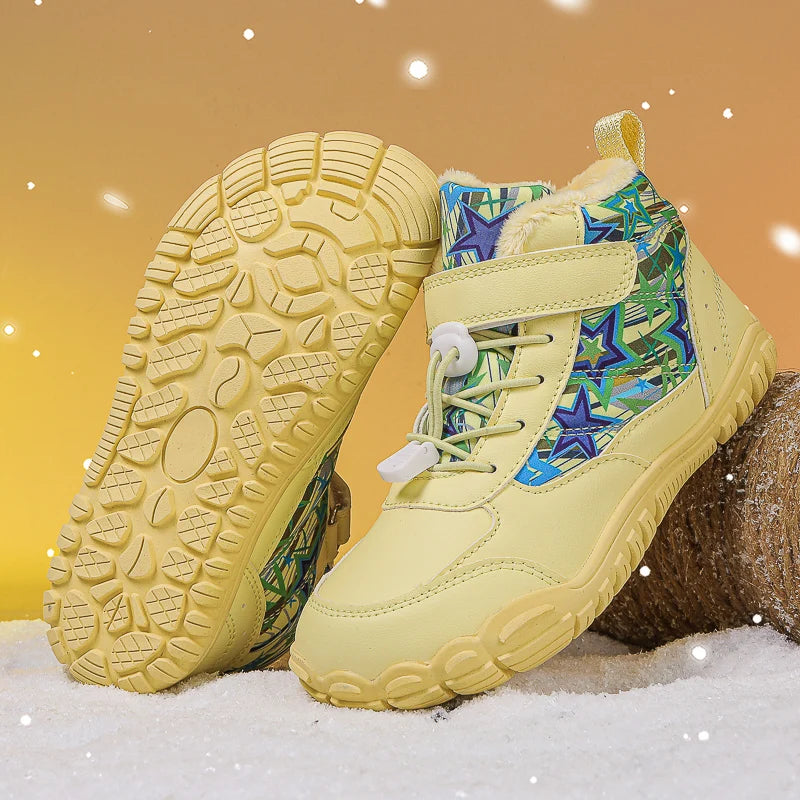 Bottes de Neige Enfants Pieds Nus | Bout Large | Imperméables Fourrure | Froid Extérieur | Garçons & Filles