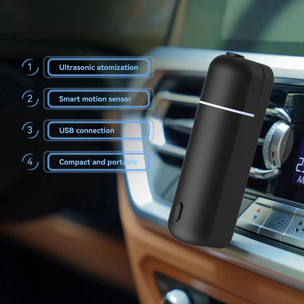 Car Air Freshener Perfume Vent Clip Electric Aroma Diffuser Cordless with 6 Scents Small Portable Gifts Essential Oil Diffuser
