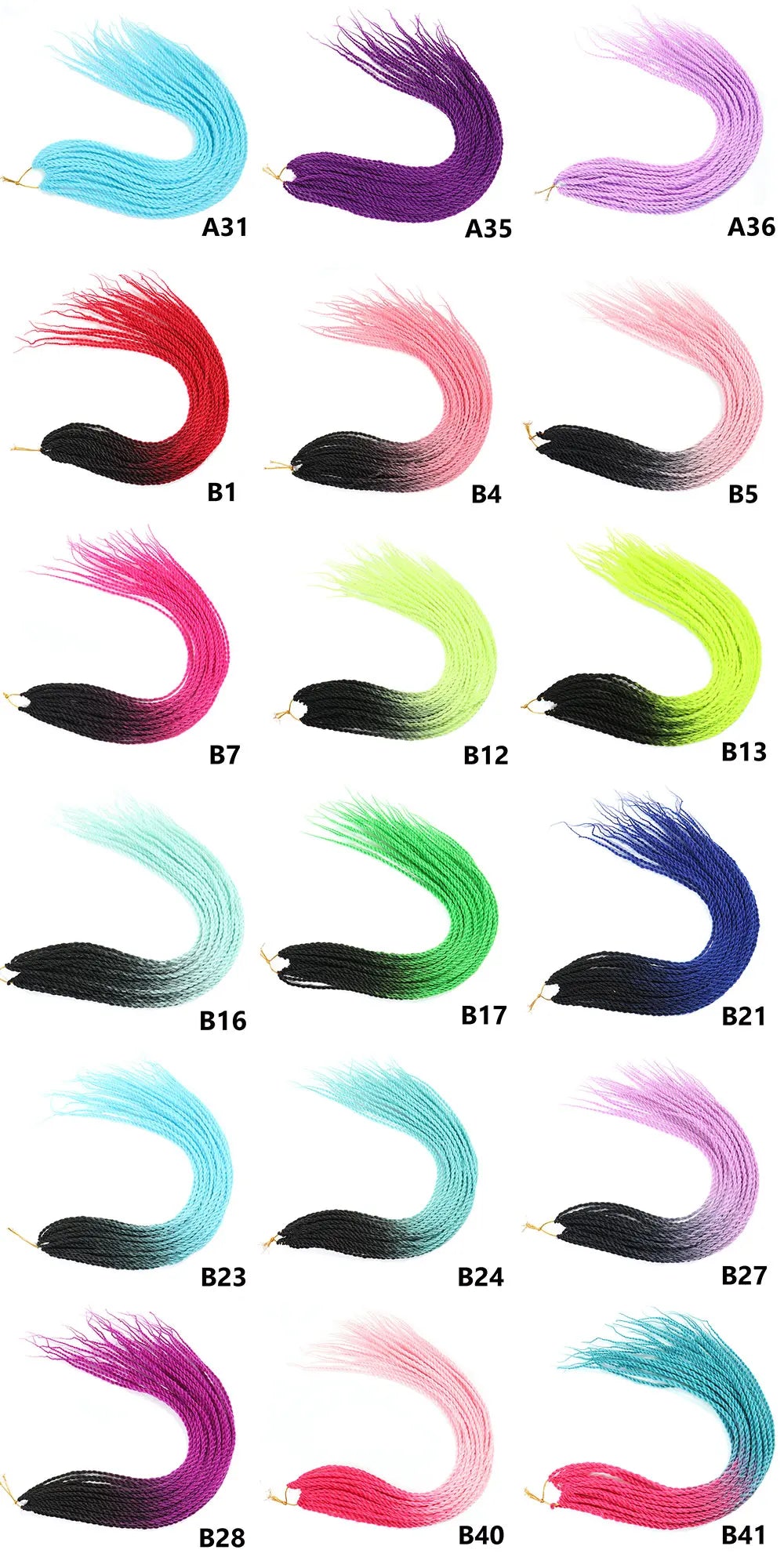 Tresses Senegalese Twist Crochet Synthétiques 24 Pouces | Brun | 30 Racines | Extensions Femme
