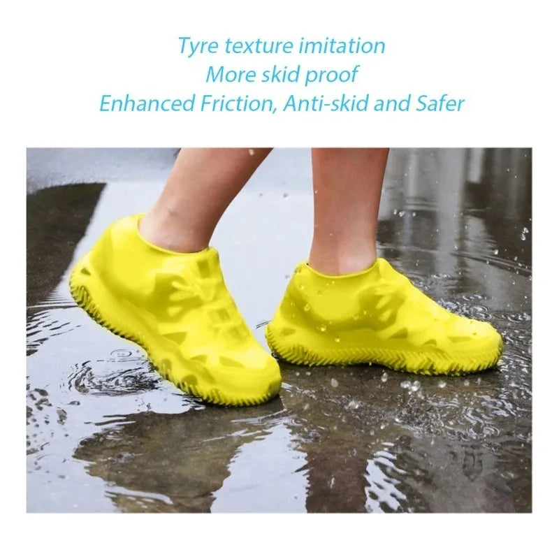Couvre-Chaussures Pluie Silicone | Imperméable Antidérapant Réutilisable | Adulte & Enfant | Portable