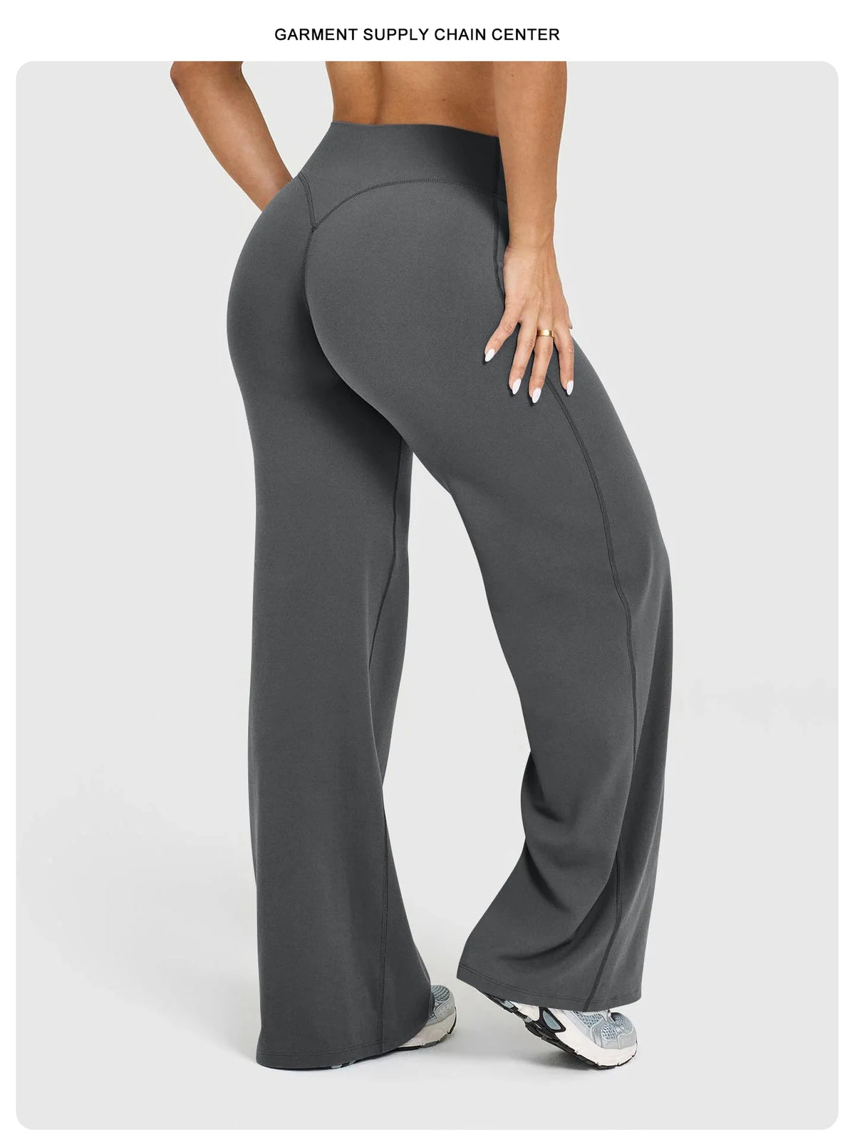High Waisted Wide Leg Yoga Pants Women Butt Lift Coffee Brown Workout Trousers Flare Leggings Tummy Control Gym Fitness Wear