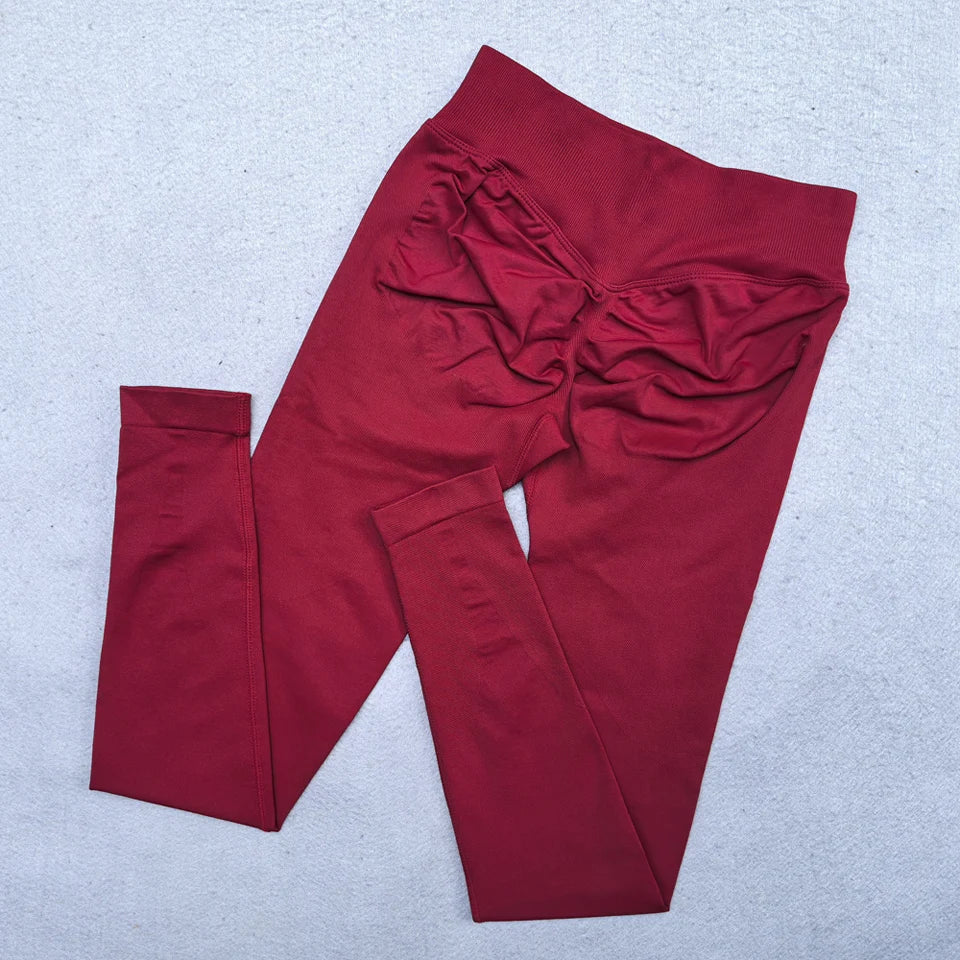Legging Yoga Sans Couture Femme | Scrunch Butt Lifting | Gym & Sport | Taille Basse Côtelée