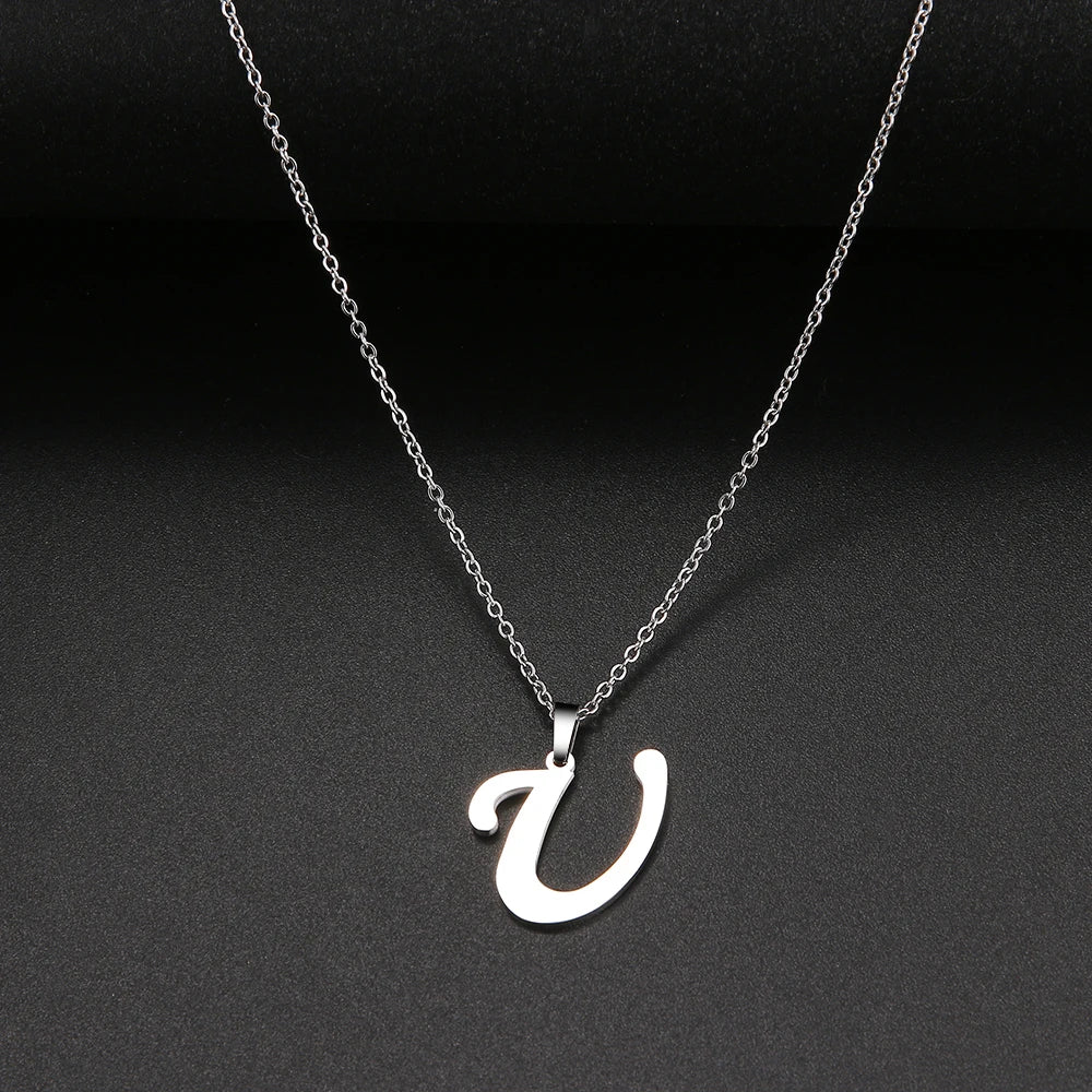 Collier Initiale Grand Alphabet A-Z | Acier 316L Minimaliste | Pendentif Femme | Cadeau Bijou
