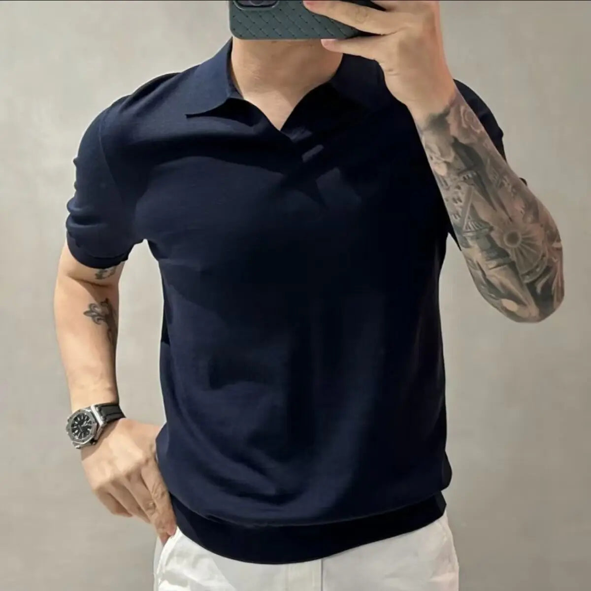 Polo en maille uni pour homme | Manches courtes