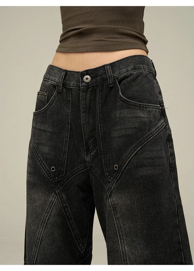 Baggy Jeans Men's American Style Personality Vintage Wide Leg Trousers All-Match Washed Fashion Streetwear Handsome Cool Pants