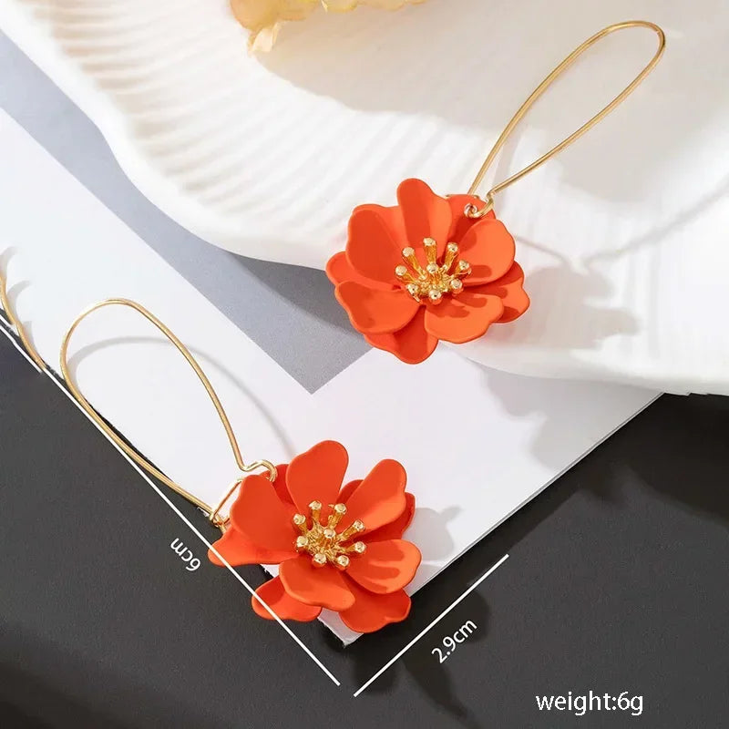 Hoop Earrings for Women Girls Spray Enamel Flower Geometric Ear Accessories Holiday Party Gift Fashion Jewelry EE007