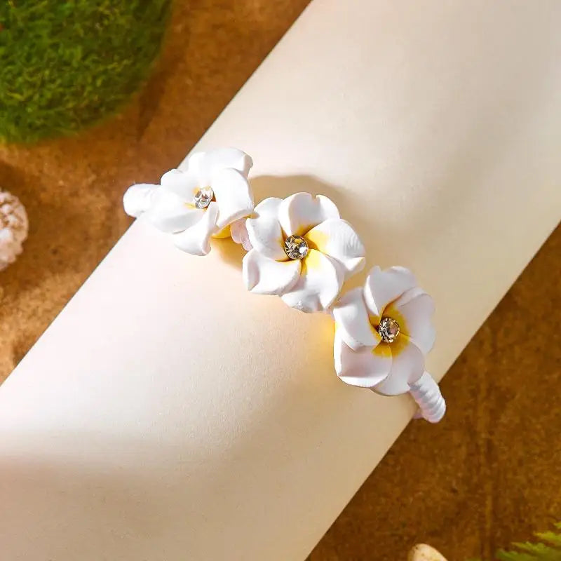 Trendy Handmade Boho Flower Bracelet for Women Bead Rope Adjustable Bangle Beach Holidays
