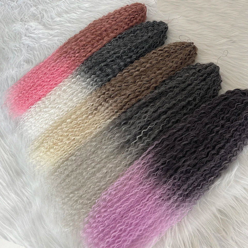 Extensions Crochet Kinky Curly Twist | Ombre Blonde | Water Wave | Synthétique | 20 Pouces | Femme