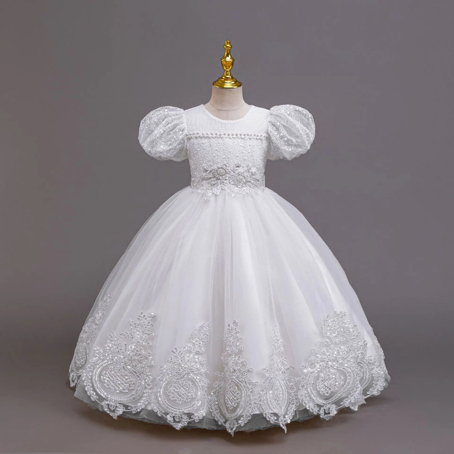 New Girl Evening Dresses Festive Clothing Children Elegant Wedding Dress for Party Girls' White Clothes