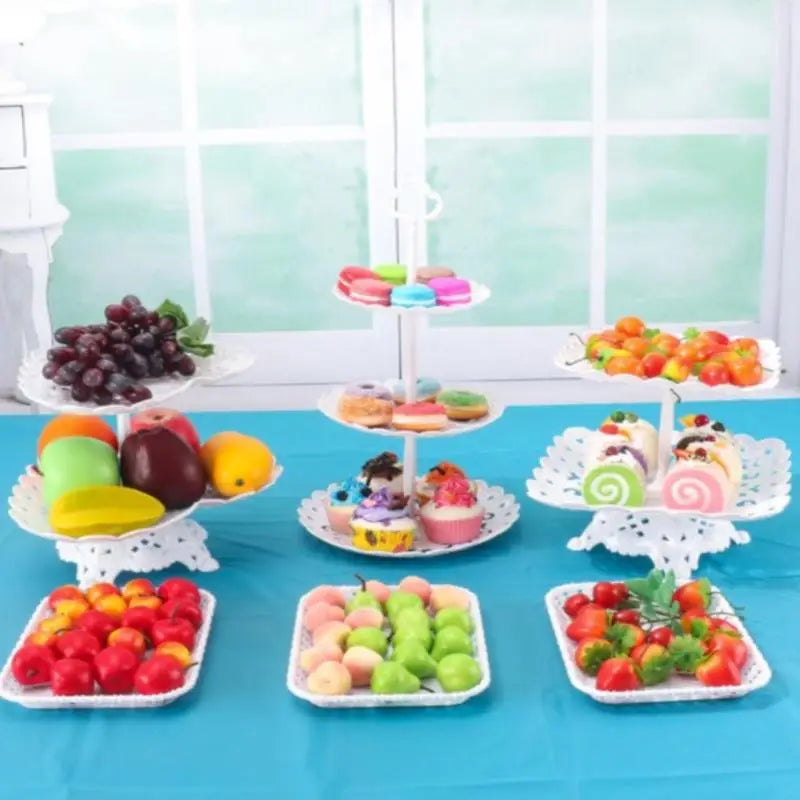 European Style Three-Tier Cake Tray Snack Stand Fruit Plate Birthday Party Decoration Supplies Wedding Dessert Table Cake Stand