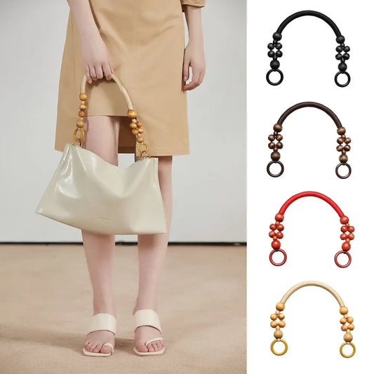 Anse Perles Bois Corde Remplacement | Poignée Sac à Main DIY | Accessoire Mode Sac Femme