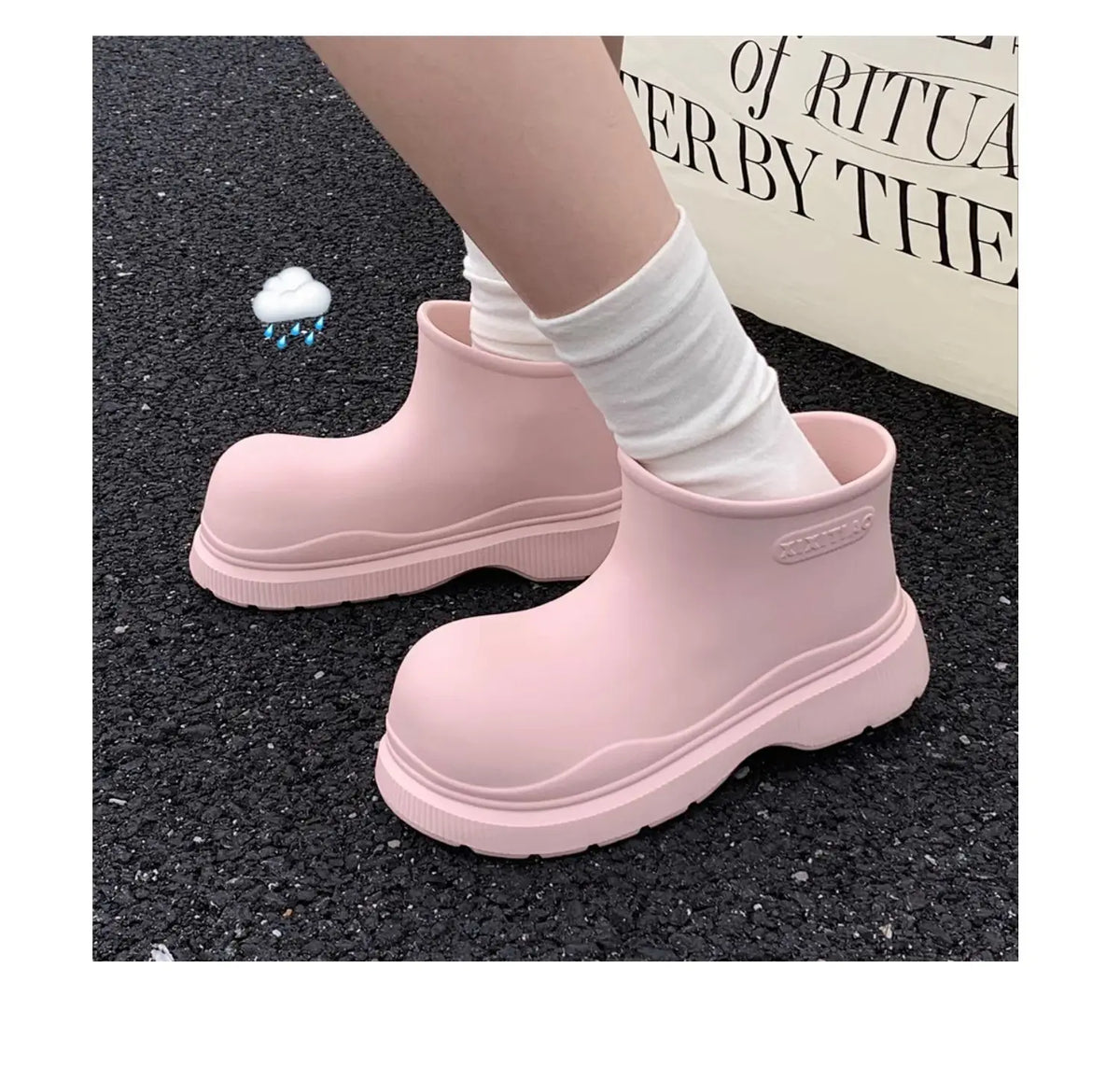 Bottes de Pluie Femme Imperméables | Tige Courte Large | Semelle Épaisse | Chaussures Eau Confortables