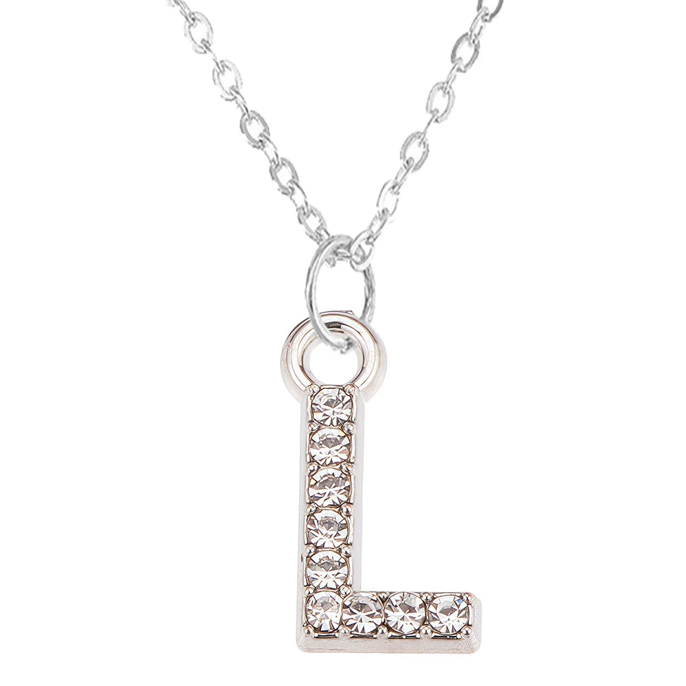 Collier Pendentif Lettre Brillant A-Z | 26 Initiales | Chaîne Clavicule | Bijou Saint-Valentin & Cadeau