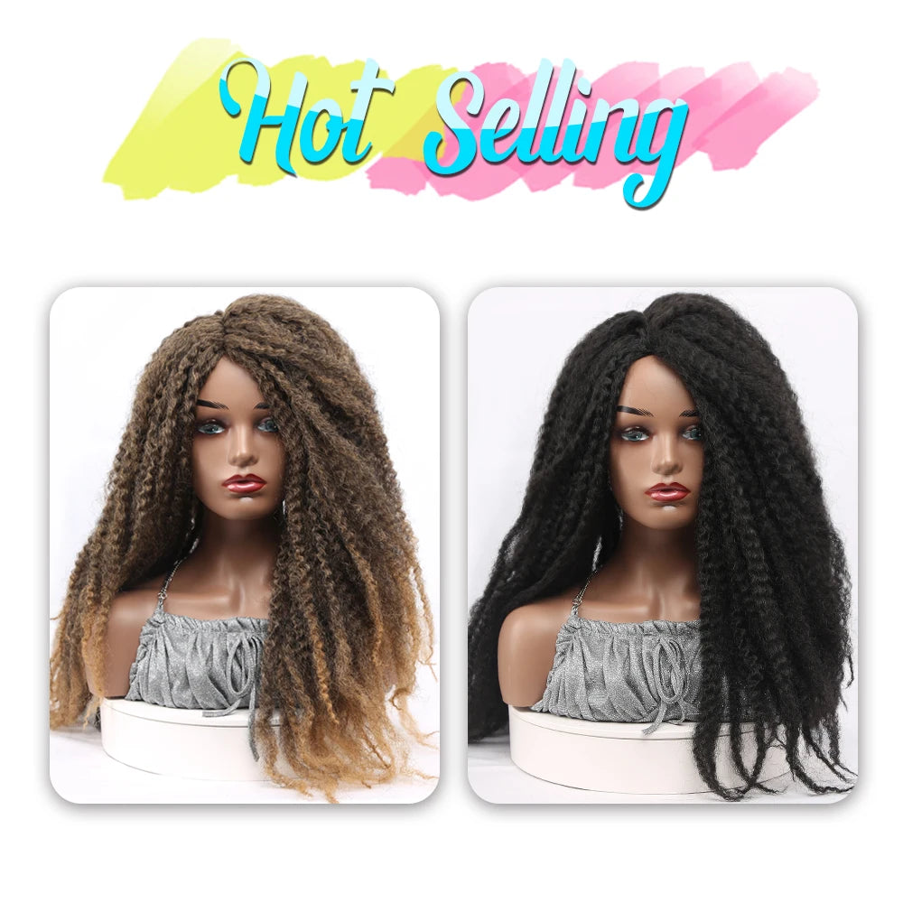 Perruque Marley Braid | 18 Pouces | Synthétique Dreadlock | Afro Kinky Naturelle | Tressage | Femme