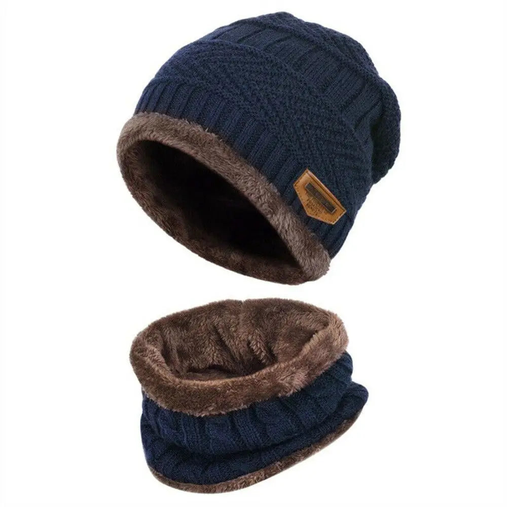 Set Bonnet & Écharpe Hiver Enfant | Polaire Tricot Épais | Ski & Froid Garçon Fille