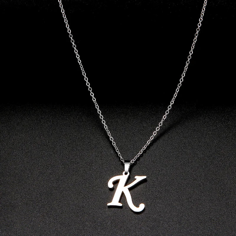 Collier Initiale Grand Alphabet A-Z | Acier 316L Minimaliste | Pendentif Femme | Cadeau Bijou