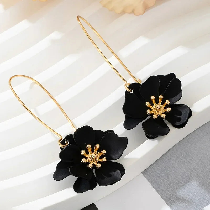 Hoop Earrings for Women Girls Spray Enamel Flower Geometric Ear Accessories Holiday Party Gift Fashion Jewelry EE007
