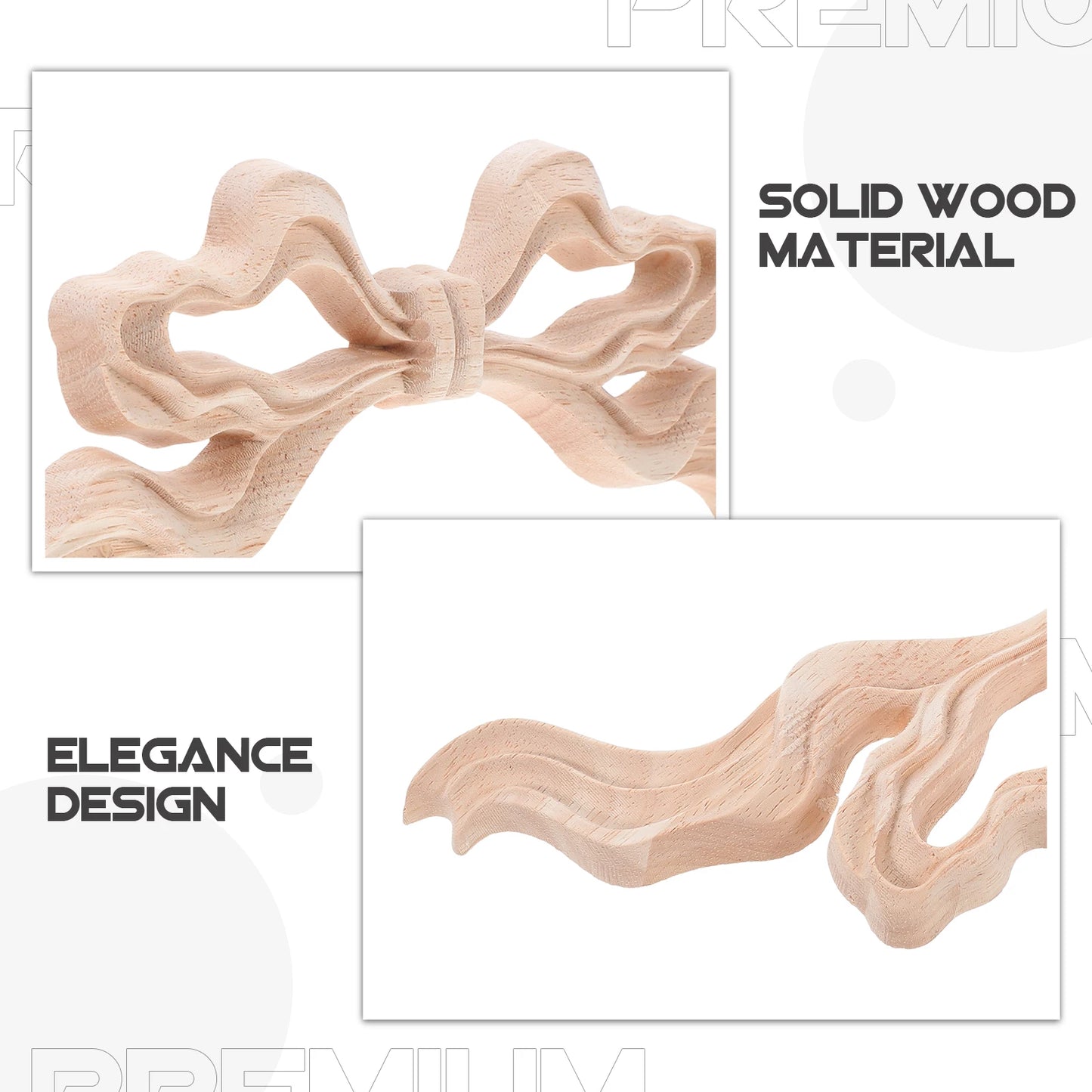 European Wood Carved Applique Corner Onlay Bow Knot Wall Decor For Home Bedroom Living Room Diy Wooden Wall Art