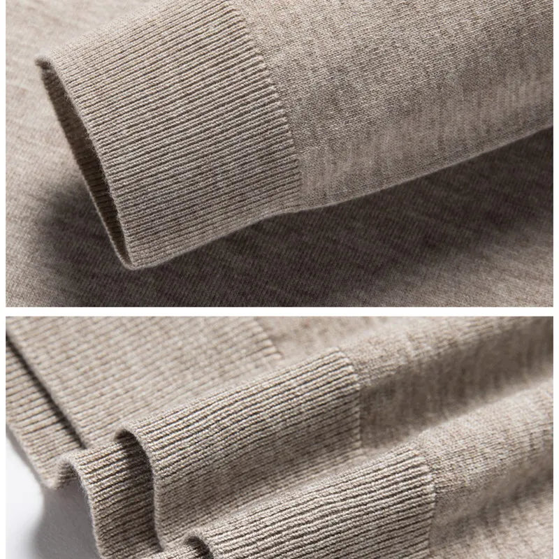 Luxury Men's Cashmere Sweater 100% Merino Wool Buttoned Pullover Autumn Winter Polo Collar Knitwear Male Casual Warm Jumper Tops
