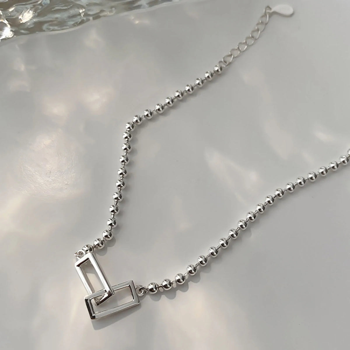 925 Sterling Silver Geometric Square Round Bead Bracelet For Women Personality Temperament Simple Hand Jewelry Party