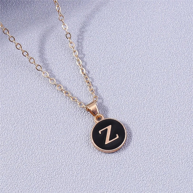Collier Pendentif Initiales Femme | 26 Lettres A-Z Émail | Bijou Tendance Cadeau Anniversaire Fille
