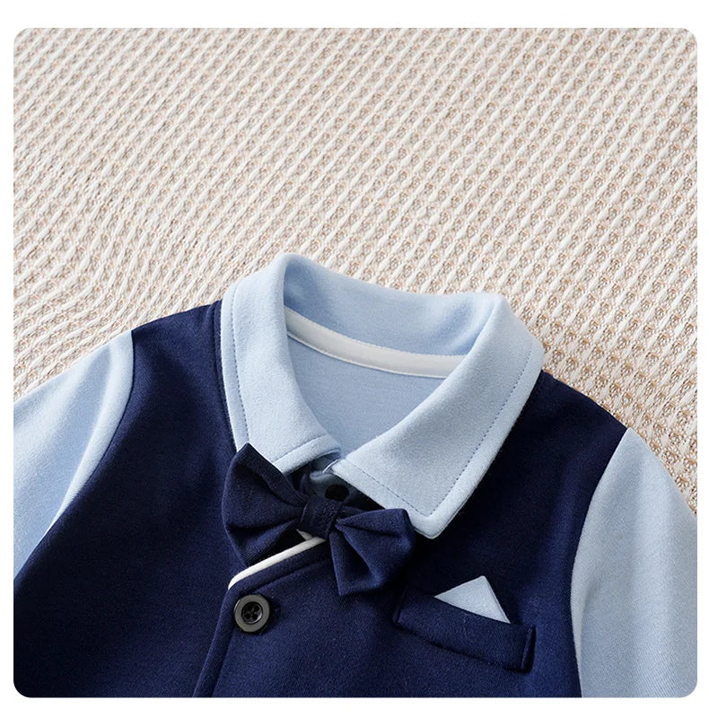 0-18 Baby Bodysuit Gentleman Style Handsome Formal Cotton Comfortable Soft Boys And Girls Summer Short-Sleeved Newborn Clothes
