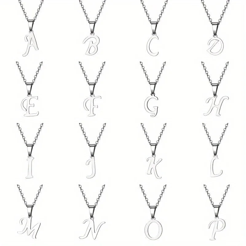 Collier Initiale Grand Alphabet A-Z | Acier 316L Minimaliste | Pendentif Femme | Cadeau Bijou