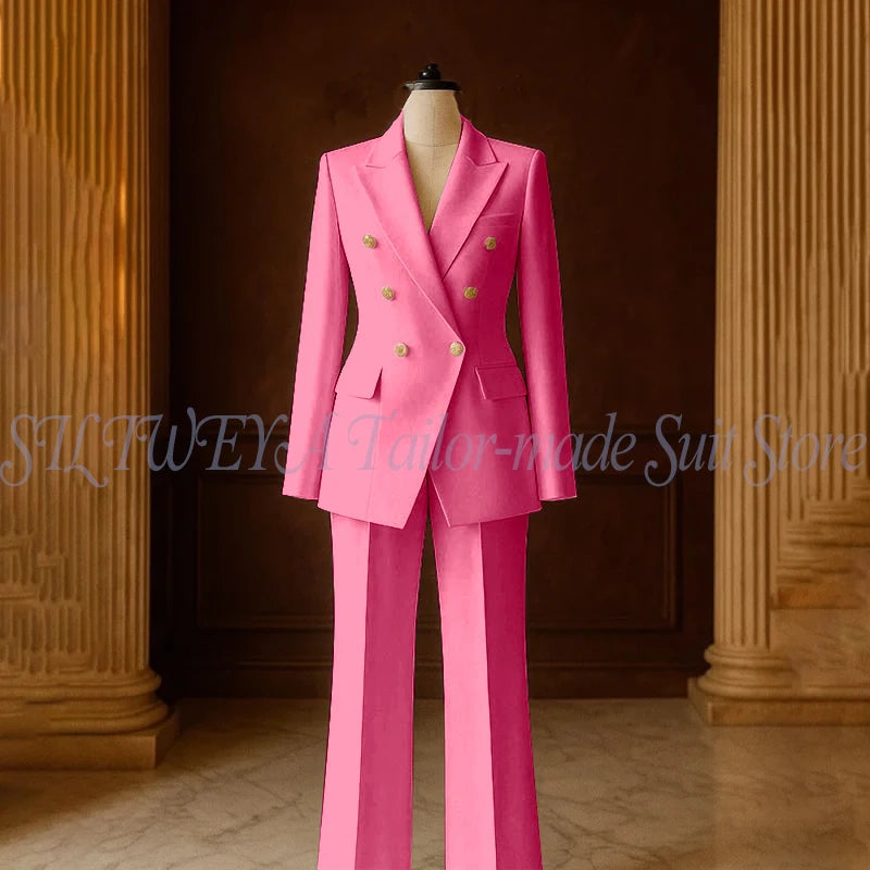 Ensemble Tailleur 2 Pièces Femme | Veste Double Boutonnage & Pantalon Droit | Élégant Bureau Toutes Saisons | Sur Mesure