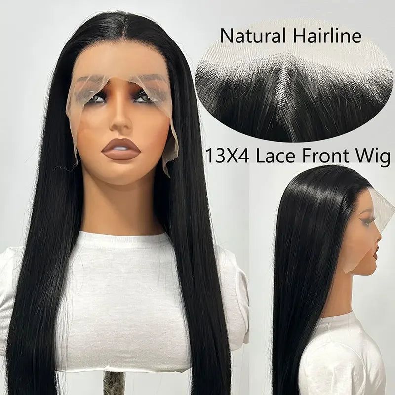 Perruque Lace Front 13x4 Lisse Synthétique | Ligne Naturelle Haute Qualité | Port Quotidien | Femme