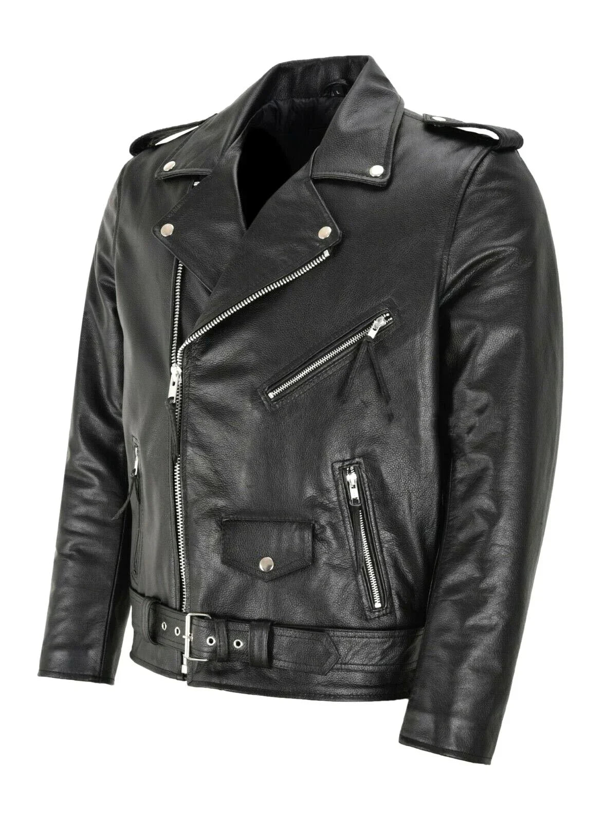 Men's PU Leather Jacket Motorcycle Fashion Slim Fit Leather Coat
