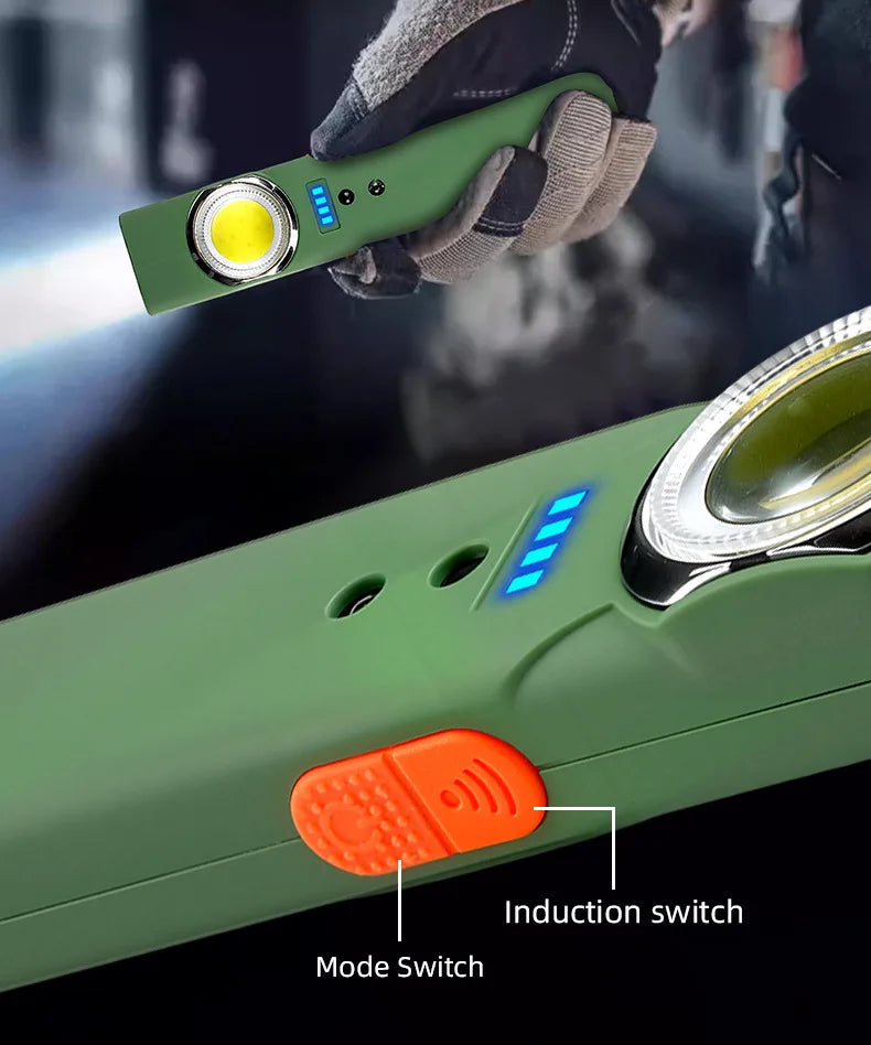 Mini Portable Rechargeable LED Torch Light, Waterproof Outdoor Work Pocket Flashlight with Magnetic Grip, Compact LED Flashlight