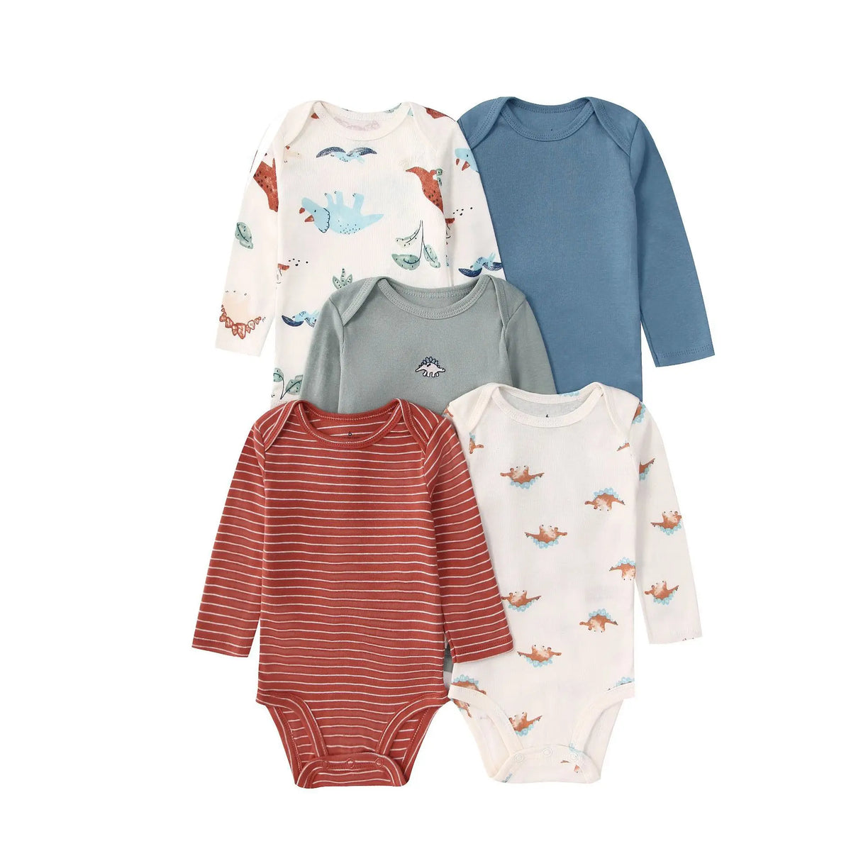 Lot 5 Bodys Bébé 2026 | Combinaison Garçon & Fille | Manches Longues | 100% Coton | Nouveau-Né