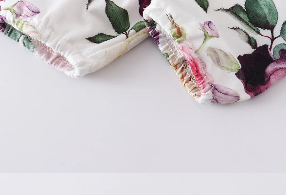 Newborn Baby Girl Clothes Set Solid Knitting Long Sleeve Tops Floral Print Pants Headband 3Pcs Outfits Casual Infant Clothing