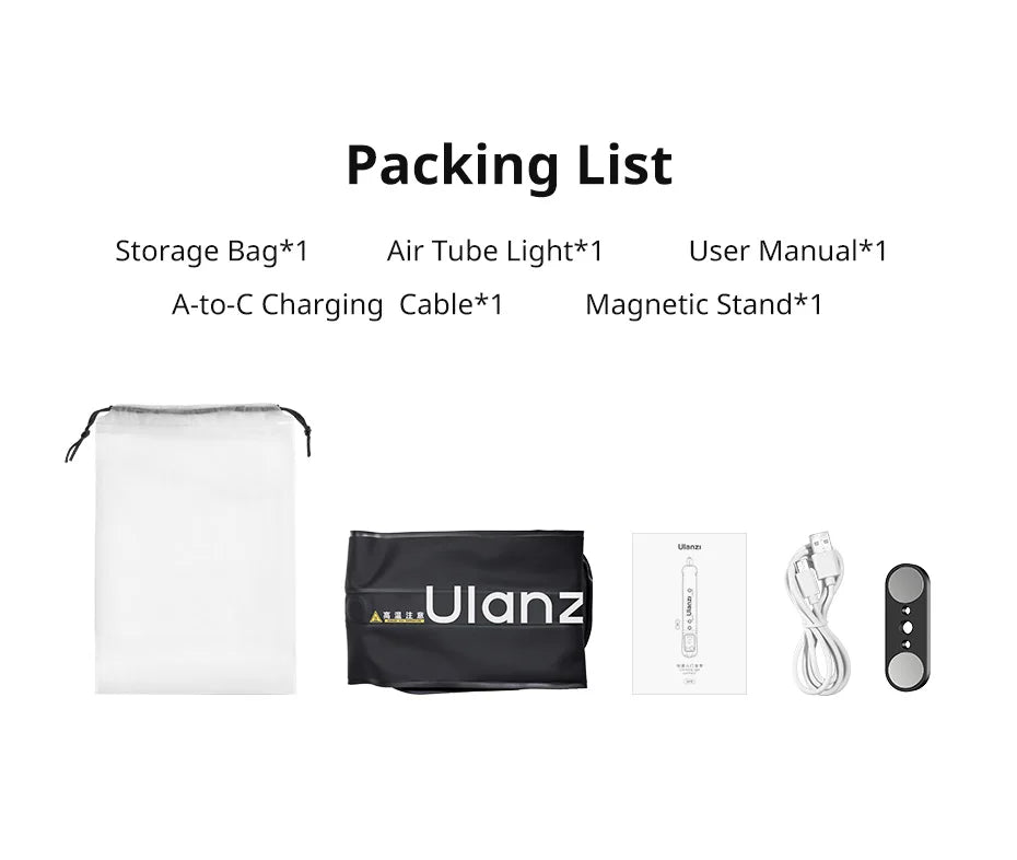 Lampe Tube Air Portable Ulanzi UA20 20W | Lumière Fill Light Bicolore Pliable | Streaming & Extérieur