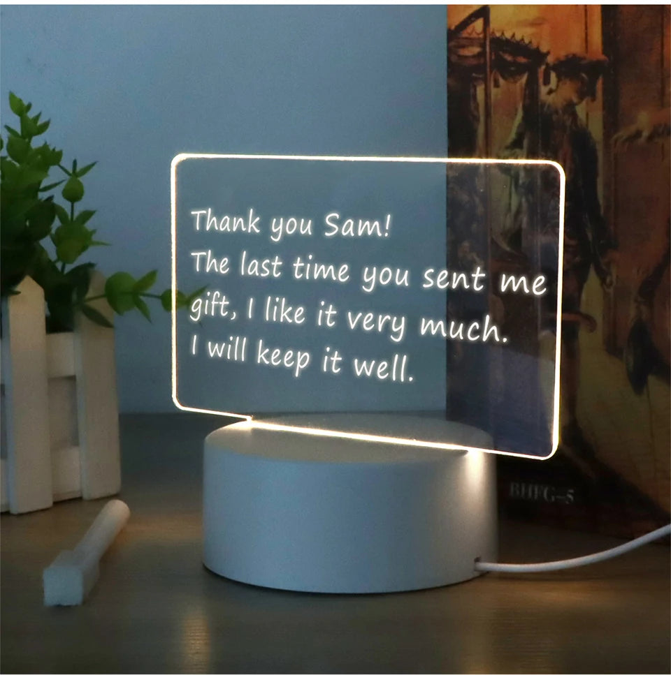 Lampe de Bureau Décorative USB | Tableau de Messages avec Stylo | Veilleuse de Chevet | Décoration Intérieure