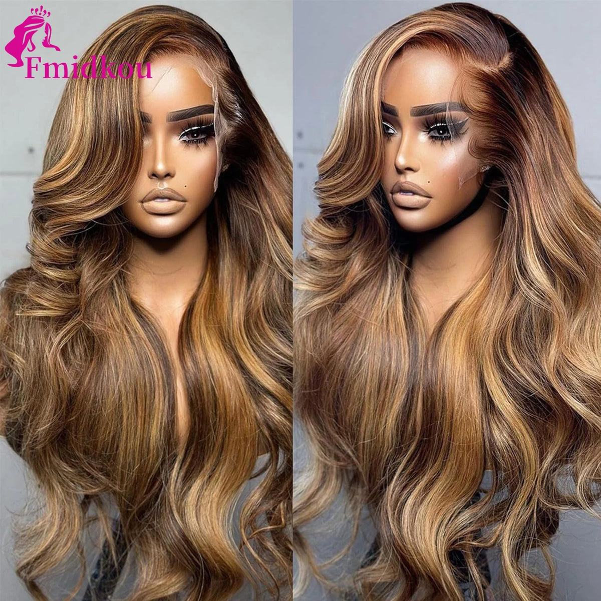 Highlight 13x6 HD Lace Frontal Human Hair Wig 4/27 Glueless Wigs Human Hair Clearance Sale Body Wave Human Hair Wigs For Women