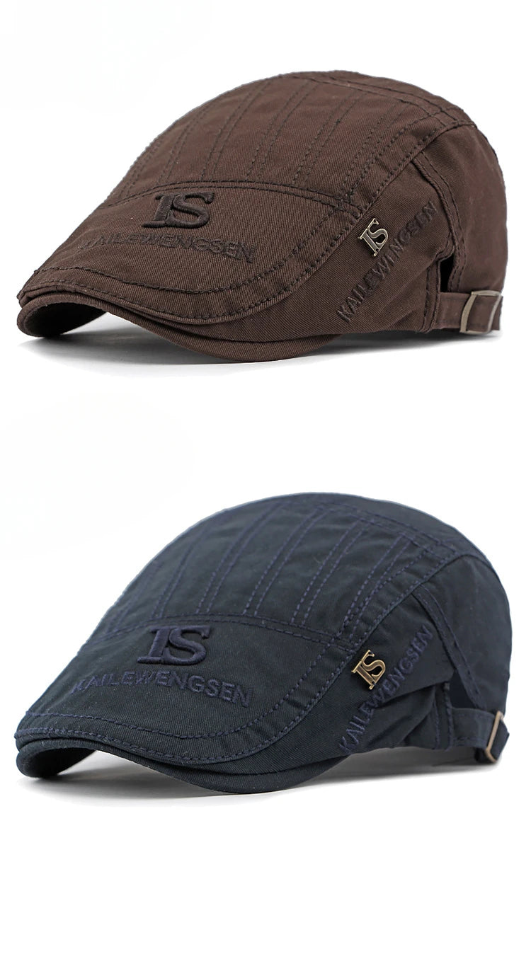 2026 Hat Men's Spring Summer Embroidery Cotton Cap British Vintage Fashion Forward Hat Women's Casual Beret Youth Hat