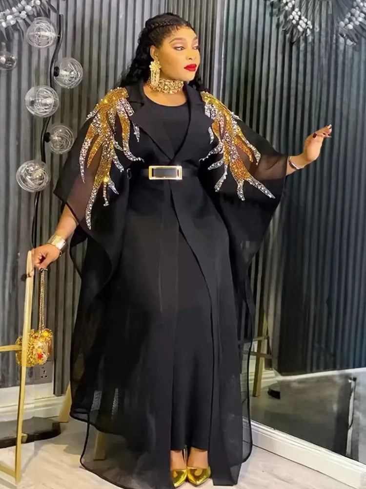 Traditional Dresses For Women Turkey African Dashiki 2 PCS Set Clothing Dubai Kaftan Muslim Abayas Wedding Party Evening Gowns