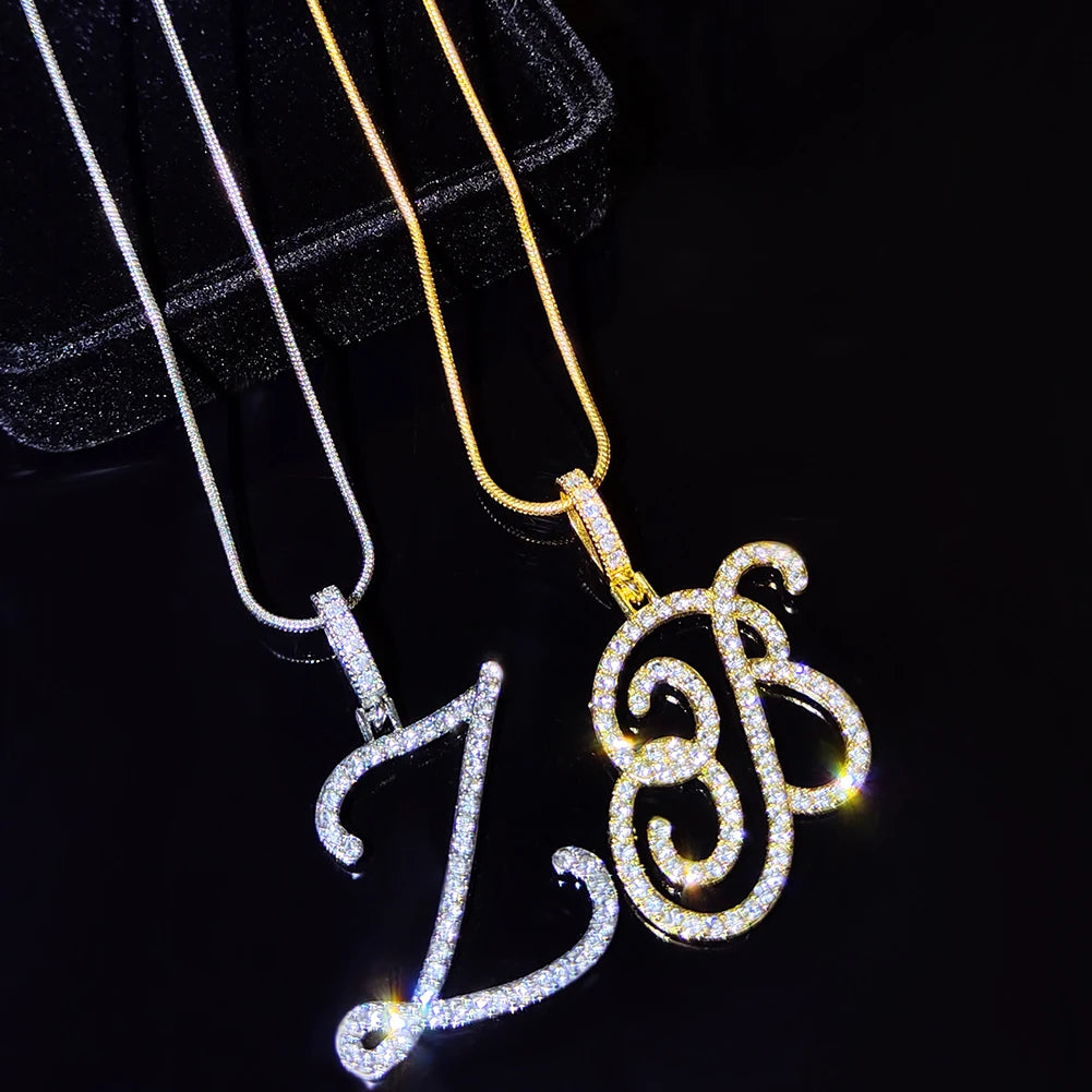 Collier Lettre Initiale A-Z Cursive | Chaîne Corde Simple | Cadeau Bijou Femme Tendance
