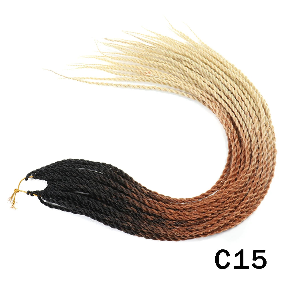 Tresses Senegalese Twist Crochet Synthétiques 24 Pouces | Brun | 30 Racines | Extensions Femme