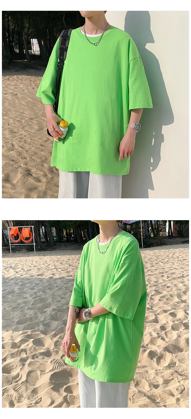 T-shirt ample uni en coton pour homme | Manches courtes | S à 5XL