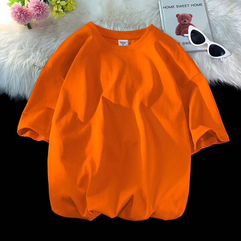 T-shirt ample uni en coton pour homme | Manches courtes | S à 5XL