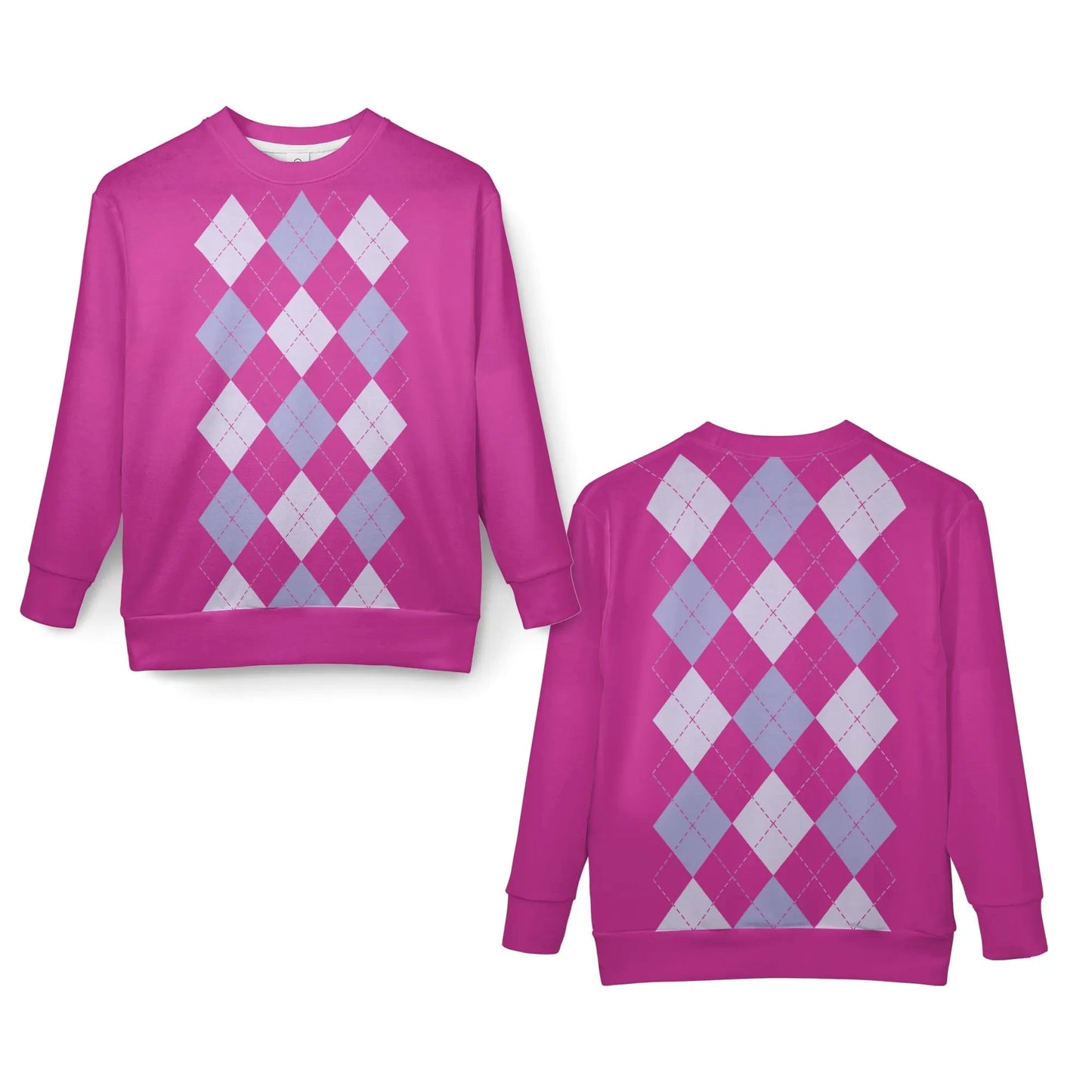 Kids' Fall/Winter Fashion Staple: Pink Diamond Round Neck Hoodie, Blending K-POP and Preppy Style, Versatile and Comfortable