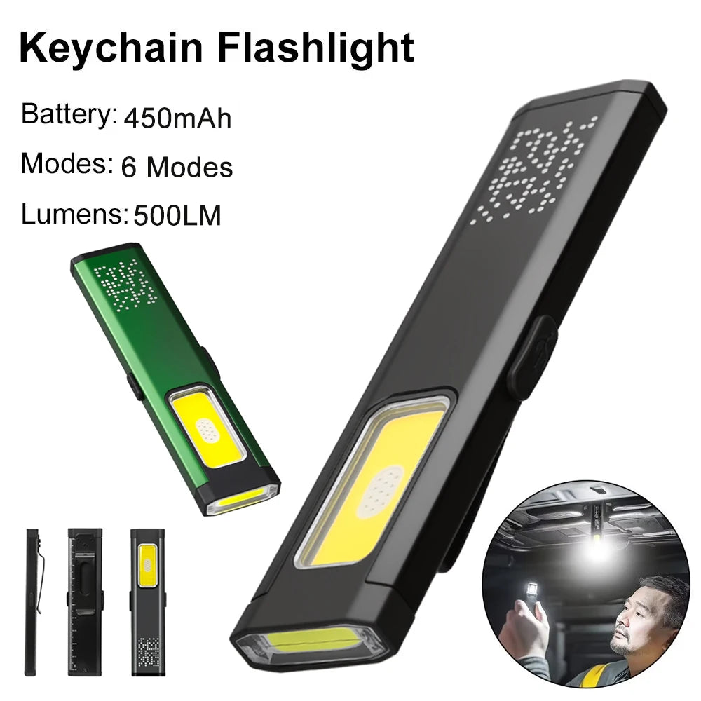 Mini Portable Rechargeable LED Torch Light, Waterproof Outdoor Work Pocket Flashlight with Magnetic Grip, Compact LED Flashlight