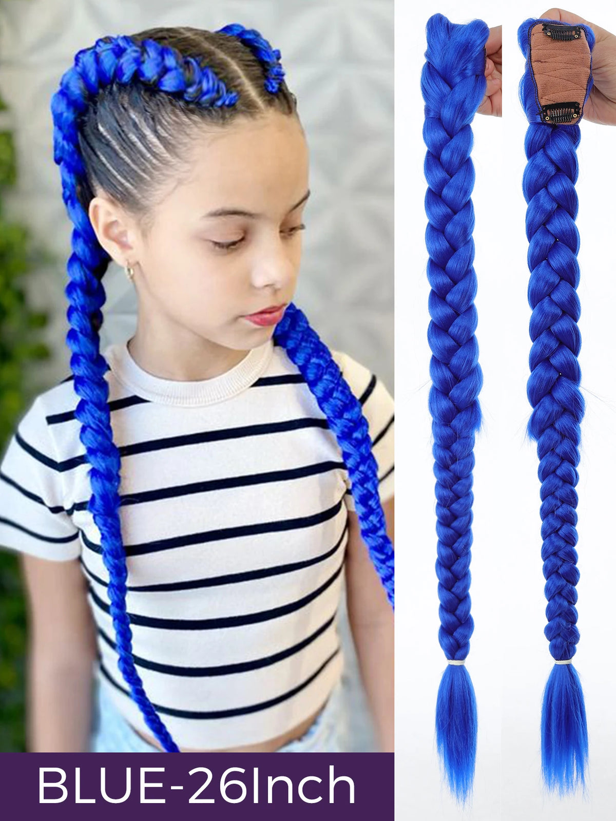 Queue de Cheval Tressée Violette | 32 Pouces | Tinsel Brillant | Extensions Super | Cosplay & Noël | Enfants & Filles
