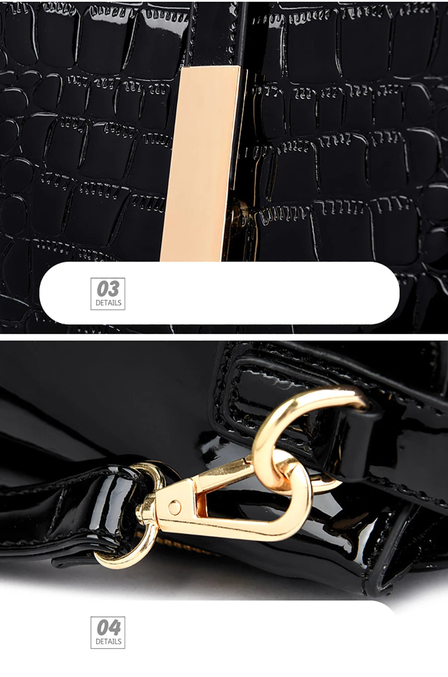 Sac à Main Femme Retro | Motif Crocodile Designer | Sacoche & Bandoulière | Cuir | Clutch Élégant