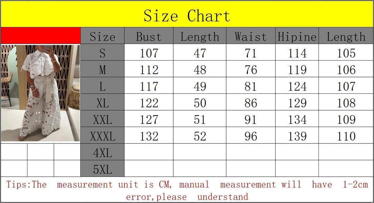Ensemble 2 Pièces Femme Élégant | Dentelle Ajourée Top & Pantalon Jambe Large | Uni Casual