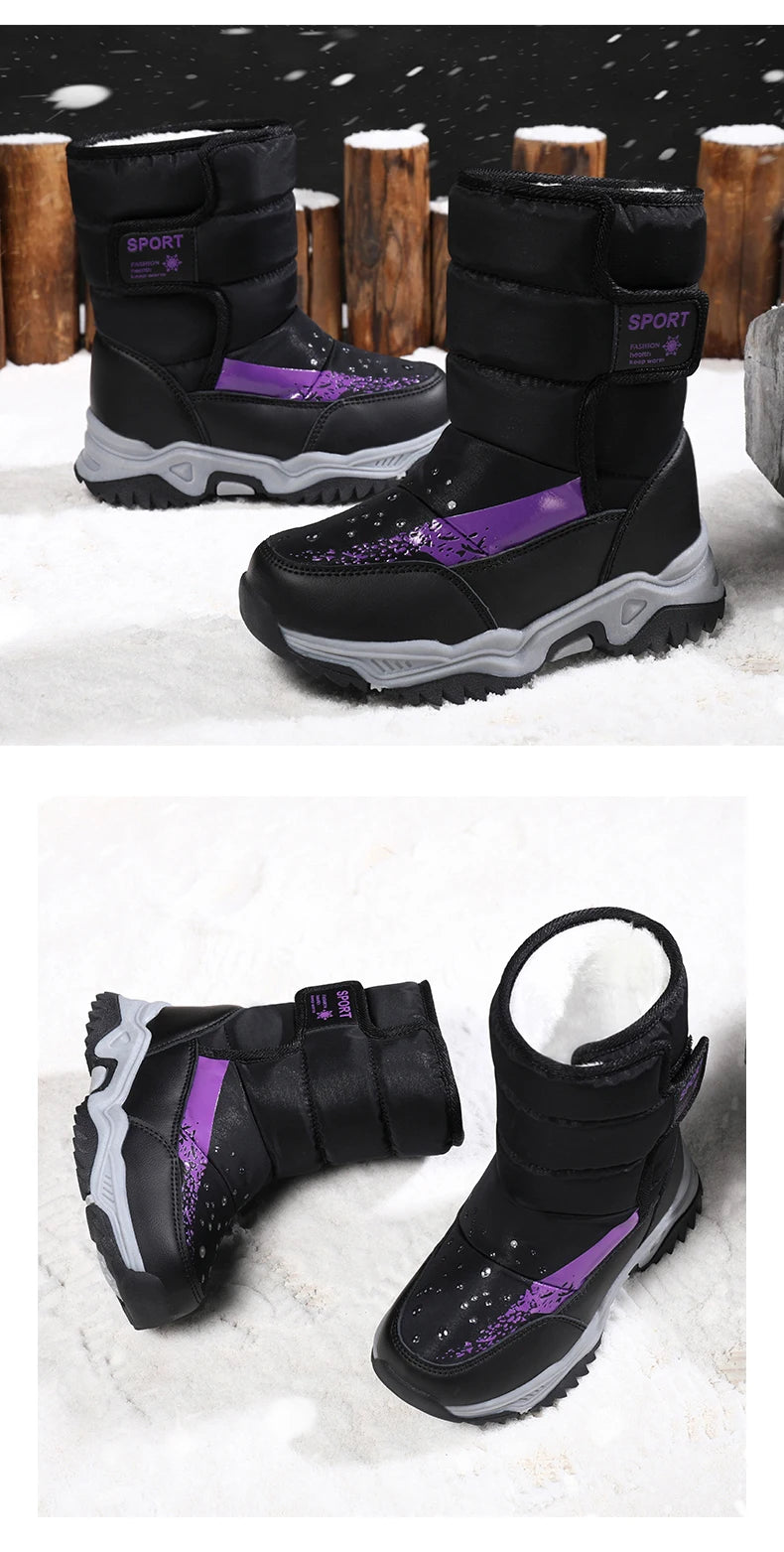 Bottes de Neige Enfants Princesse Élégantes | Imperméables Peluche | Garçons & Filles | Hiver Outdoor